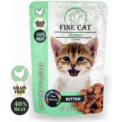 Fine Cat grain free Kitten kuřecí v omáčce 100 g – Zboží Mobilmania