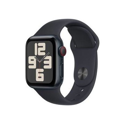 Chytré hodinky Apple Watch SE 2023 GPS + Cellular 44mm pouzdro z temně inkoustového hliníku - temně inkoustový sportovní řemínek - S/M (MRH53QC/A)