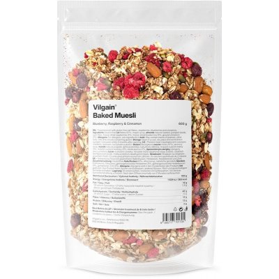 Vilgain Pečené muesli borůvky, maliny & skořice 600 g – Zboží Dáma