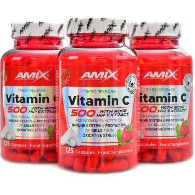 Amix 3x Vitamin C 500 mg + Rose Hips 125 kapslí – Hledejceny.cz