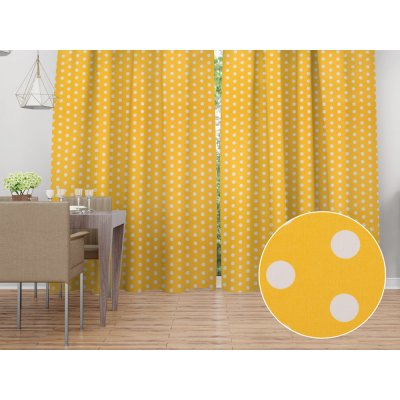 Biante Bavlněný závěs Sandra SA-598 Bílé puntíky na žlutém 150x200 cm – Hledejceny.cz