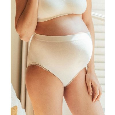 Cache Coeur Organic bezešvé těhotenské kalhotky s vysokým pasem smetanové