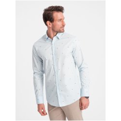 Ombre Clothing pánská vzorovaná košile světle modrá