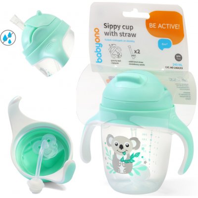 BabyOno nekapající hrneček se zatíženým brčkem 240 ml mátová – Zboží Dáma