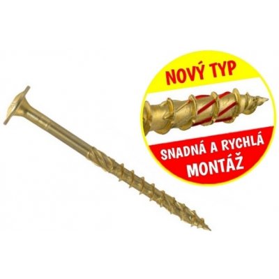 Konstrukční vrut do dřeva KLIMAS 5x40 TORX talířová hlava TX25 žlutý Zn (400 ks v balení) – Zboží Mobilmania