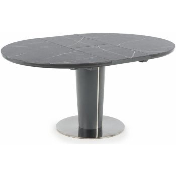 HALMAR Kulatý rozkládací jídelní stůl Ricardo - šedý mramor / tmavě šedá