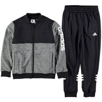 Adidas Line Logo Tracksuit dětské DkGrey Blk Wht