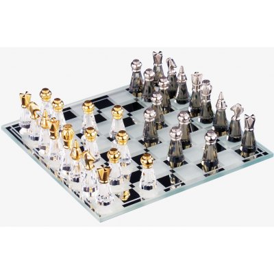 Dekorace Malé šachy z českého křišťálu Preciosa zlaté a stříbrné zdobení – Zboží Dáma