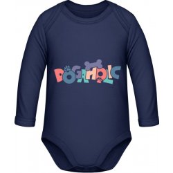 Dětské body s dlouhým rukávem Psí design s nápisem DOGAHOLIC Navy Dětské