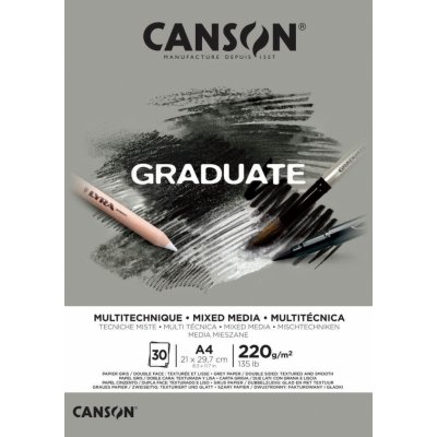 Canson Skicák Graduate Mix Media Grey 220 g m2 30 archů A4 – Zboží Mobilmania