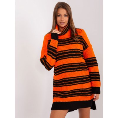 Basic pruhované rolákové šaty černo - oranžové – Zboží Mobilmania