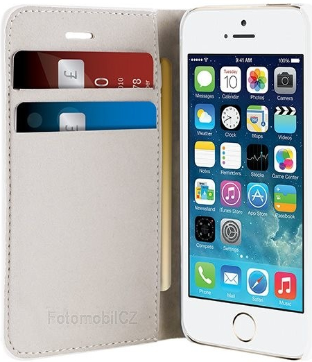 Pouzdro Puro iPhone 5/5S se třemi přihrádkami na karty bílé