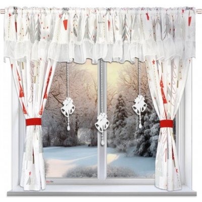 BytoTex Sada záclon s vánočním motivem L693-Vánoční stromek, 400 x 150 cm – Hledejceny.cz