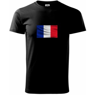 Francouzská vlajka obdélník klasické pánské triko černá