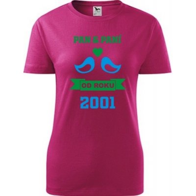 Purpurové dámské tričko k výročí svatby holubičky žluté dárek k výročí svatby pro ženu – Zboží Dáma