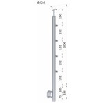 Nerezový sloup, boční kotvení, 4 řadový průchodný, venkovní, vrch pevný, (ø 42,4x2 mm), broušená nerez K320 / AISI316 – Zbozi.Blesk.cz