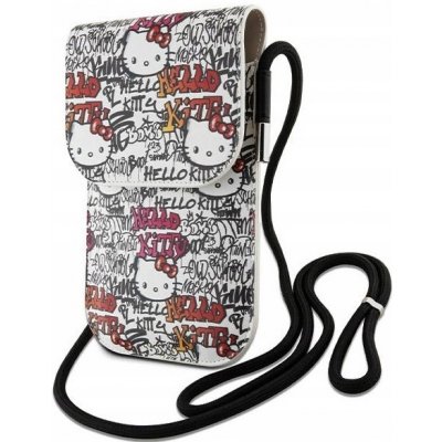 Hello Kitty Leather Tags Graffiti Phone Bag Beige – Zboží Živě