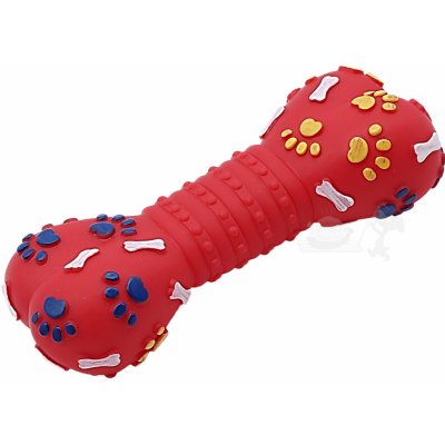 Uniq Pets vinylová pískací kost s tlapkami červená 25 cm – Hledejceny.cz