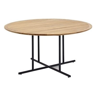 Gloster Jídelní stůl Whirl, kulatý 150x74 cm, rám lakovaná nerez meteor, deska teak – Hledejceny.cz