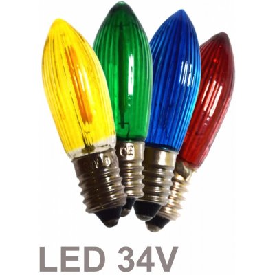 ElektroSkalka Žárovky LED E-10 34V Filament pro svícny 7x34V MIX barevné 4ks – Hledejceny.cz