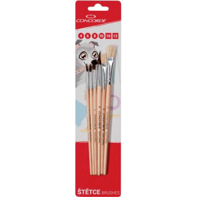 Štětce školní Concorde - sada / 4 ks kulaté + 2 ks ploché – Zboží Dáma