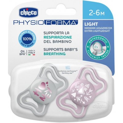 Chicco PhysioForma lehký silikon Dudlík 2ks růžová