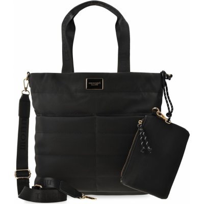 Monnari Prošívaná dámská taška měkká sportovní taška velká prostorní taška typu shopper na rameno + organizér černá – Zboží Mobilmania