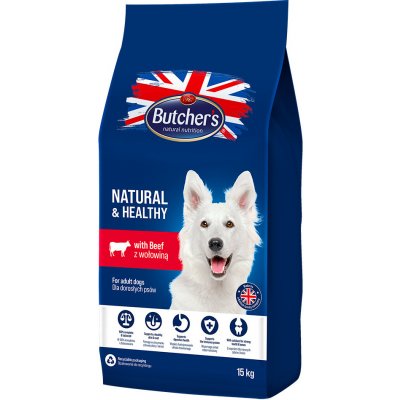 Butcher’s Dog Natural&Healthy Dry s hovězím masem 15 kg – Zboží Mobilmania