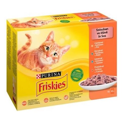 Friskies cat kuře kachna losos krůta ve šťávě 12 x 85 g – Hledejceny.cz