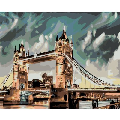 MALUJEŠ Malování podle čísel BOUŘE NAD TOWER BRIDGE Rozměr 80 x 100 cm Rámování vypnuté plátno na rám – Zboží Mobilmania