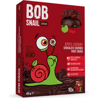 BOB Snail Ovocná pochoutka v hořké čokoládě Jablko třešeň 100 g – Hledejceny.cz