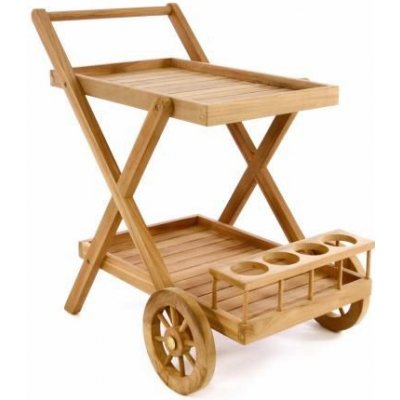 Divero 56087 Servírovací vozík z teakového dřeva – Zboží Dáma