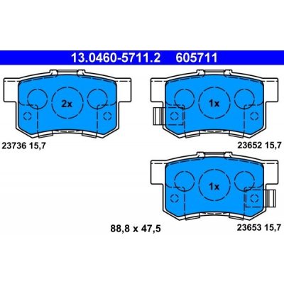 Sada brzdových destiček, kotoučová brzda ATE 13.0460-5711.2
