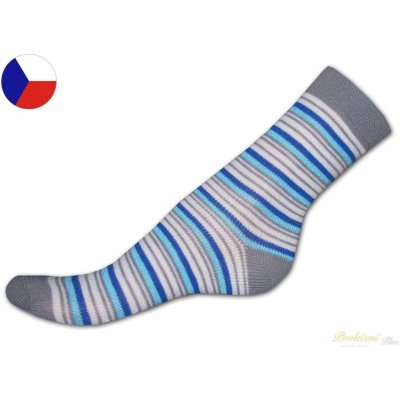 Nepon Dětské bavlněné ponožky Proužky modrošedé