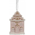 Růžová závěsná vánoční ozdoba perníková chaloupka Gingerbread - 6*4*9 cm - Clayre & Eef – Hledejceny.cz