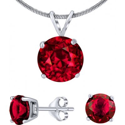 SILVEGO set stříbrných šperků s červeným křišťálem náušnice a přívěsek JJJS7RR1 – Zboží Dáma
