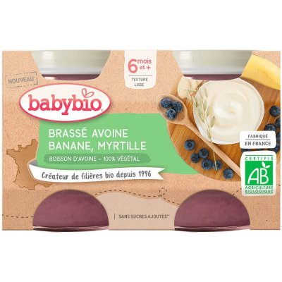 Babybio Brassé z ovesného mléka banán borůvka 2 x 130 g