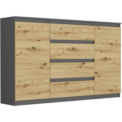 Framire Komoda do předsíně se zásuvkami a skříňkami Antracit Mix Artisan 160 x 40 x 98 cm Modern R160S4 – Hledejceny.cz