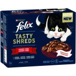 Felix Tasty Shreds s hovězím kuřetem kachnou krůtou ve šťávě 12 x 80 g – Sleviste.cz