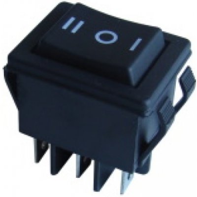 Tracon electric Kolébkový přepínač 3-poloh. s pruž. návratem černý, 16A, 250V, I-0-II – Zboží Mobilmania