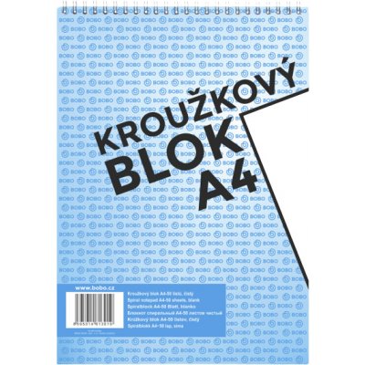 BOBO Blok kroužkový, horní vazba, A4 nelinkovaný 50 listů