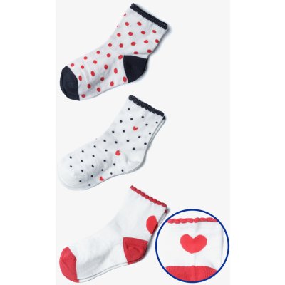Dívčí ponožky Srdíčka 3 páry Bílá