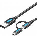 Vention CQDBF USB 2.0 to 2-in-1 Micro USB & USB-C, 1m, černý – Hledejceny.cz