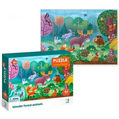 DODO Puzzle Lesní zvířata/zvířátka 32x23cm 60 dílků v krabičce 24x18x4cm