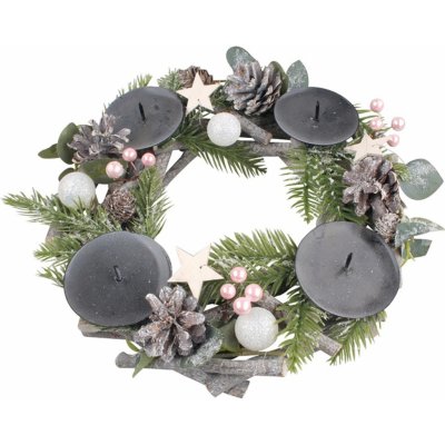 Anděl Přerov Adventní svícen věnec s růžovými kuličkami pr. 30 cm – Hledejceny.cz