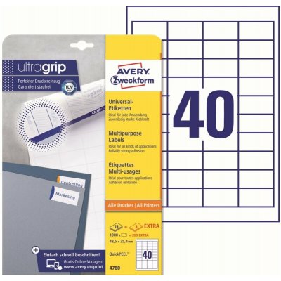 Avery Zweckform 4780 Samolepicí etikety 48,5x25,4mm 1200 ks – Sleviste.cz