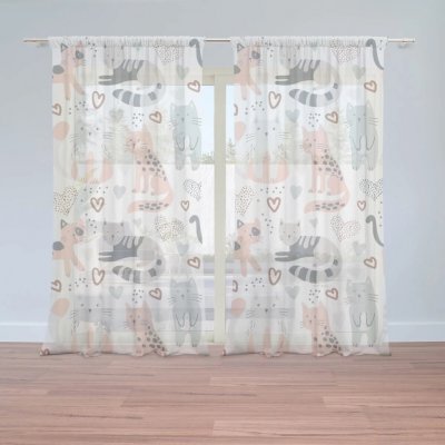 Sablio Záclony Malované kočičky: 2ks 150x250cm – Zboží Mobilmania