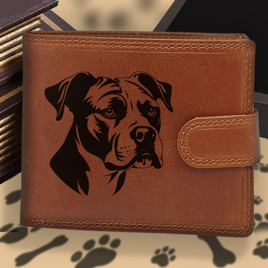 Pánská kožená peněženka s motivem pro milovníky psů s obrázkem pejska Americký buldok 2 Vínová peněženka Carlo