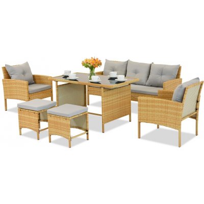 Garden Point polyratanový zahradní Bari s béžovými gobelíny GAP434 – Sleviste.cz