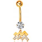 Šperky Eshop Piercing do pupíku ve žlutém zlatěčirý zirkon symbol znamení VODNÁŘ S2GG185.02 – Sleviste.cz